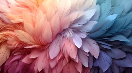 Abstract feather rainbow patchwork background. Closeup image.Generative AI