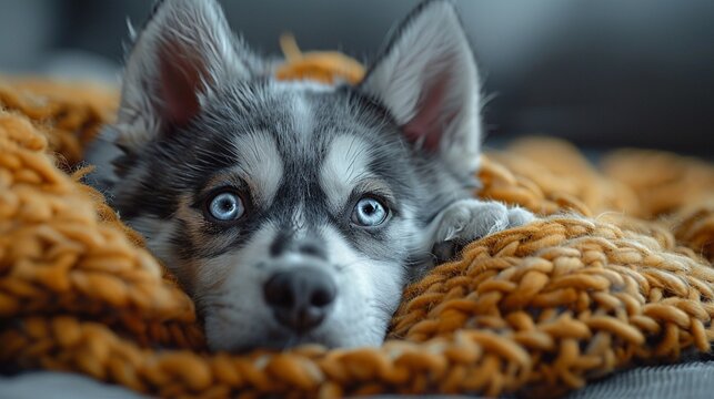 Husky crossed with Pomeranian, fluffy blend of arctic and toy