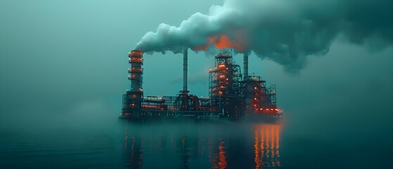 CCS facility captures CO2 emissions from industrial processes and power plants. Concept Carbon Capture and Storage, Industrial Emissions Reduction, Power Plant Sustainability, Clean Energy Solutions