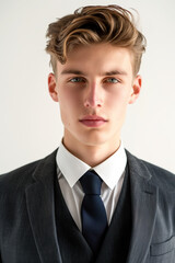 Handsome Young Man Wearing a Suit, Generative AI