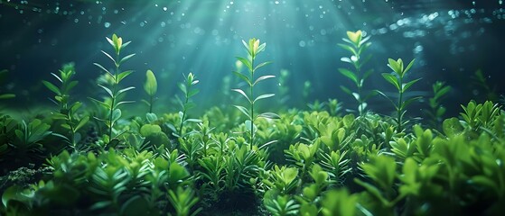 Fototapeta na wymiar The Role of Underwater Plants in Capturing Carbon Emissions and Promoting Ecosystem Health. Concept Marine Biology, Ocean Conservation, Carbon Sequestration, Ecosystem Services, Underwater Plant Life