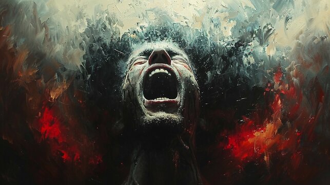 Screaming character, the raw release of sound and fury