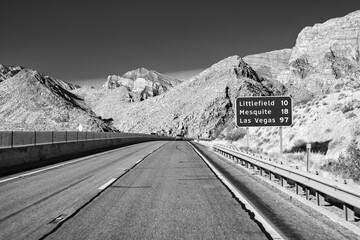 Road across Nevada landscape in summer season