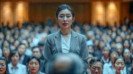 Woman Professor giving a Speech at a Congress

