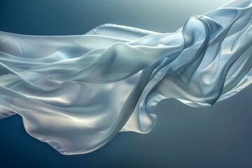 Ethereal shot of a silk scarf fluttering in the breeze  - obrazy, fototapety, plakaty