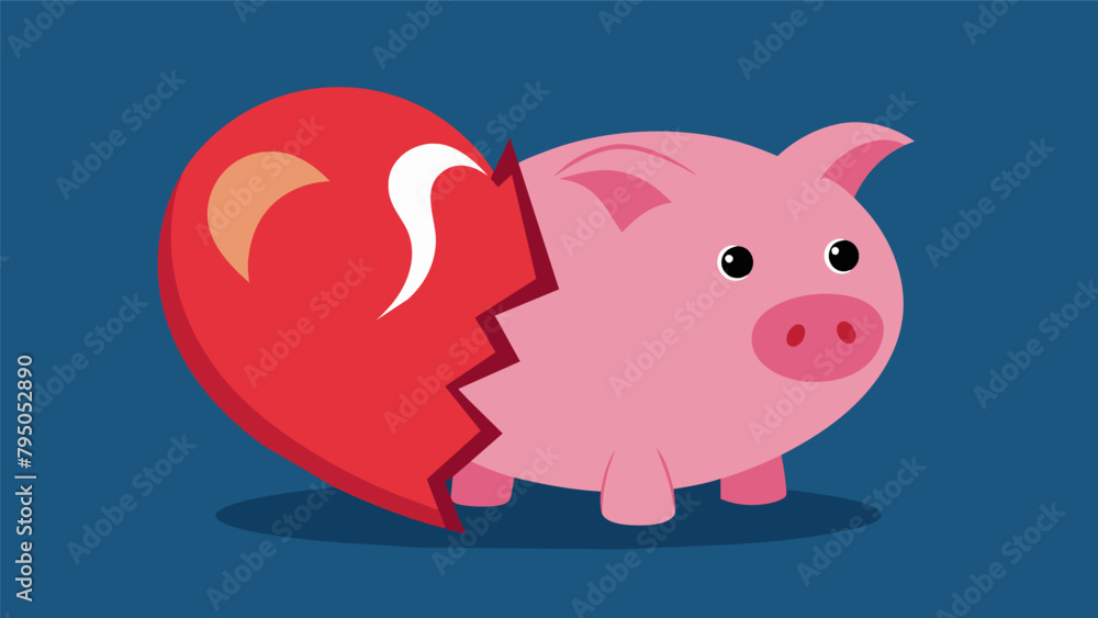 Poster a piggy bank with a broken heart symbolizing the impact of not having a financial safety net for the