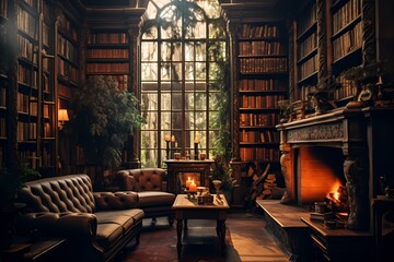 A cozy corner in a library with shelves of books, reading nooks, and people engrossed in their books.