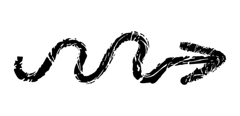 Hand drawn simple arrow drawn with wax crayon, chalk or charcoal. Uneven dry texture for underlining highlighting. Pencil drawn lines, strikethrough, grungy vector isolated on white