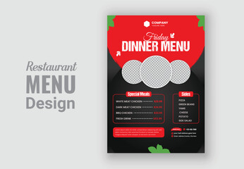 Vintage restaurant food menu flyer or poster design template