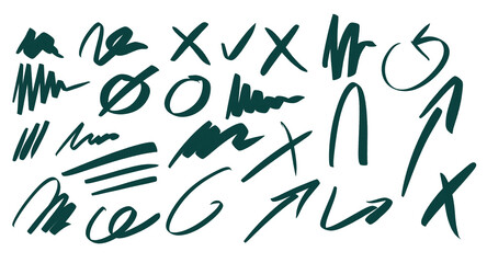 Collections of stripes and brush-made marks for decoration