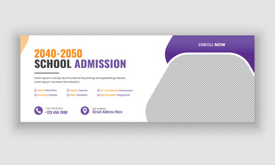 Back to school admission social media facebook cover design or education web banner template