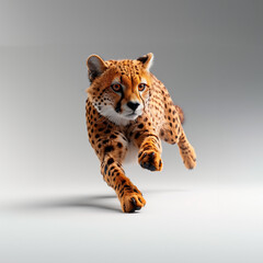 Cheetah Running on White Background. Generative AI