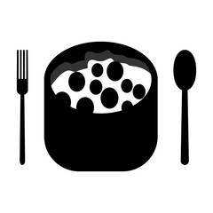 illustration of a plate of food with a spoon and fork