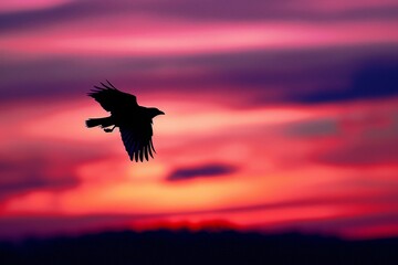 Fototapeta premium Silhouettes of birds flying in the sunset