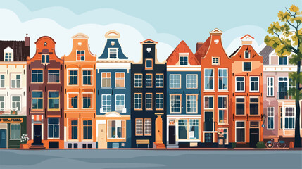 Traditional Amsterdam dutch style houses European  - obrazy, fototapety, plakaty