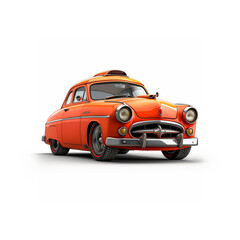 Orange Car With Surfboard on Top. Generative AI