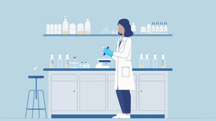 Vaccine research female scientist conducting experime