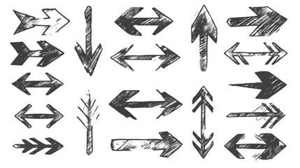 Hand drawn arrow icons vector set solated on white background