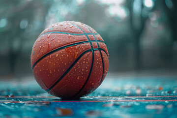 Basketball ball on the floor in an open area