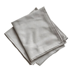 A gray paper napkin set against a transparent background stands out distinctly