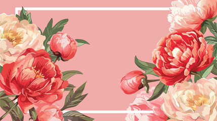 Vector card template with beautiful peony flowers