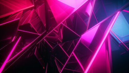 Neon cyberpunk cityscape with abstract geometric patterns