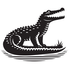 Vector image of a crocodile silhouette with an open mouth on a white background