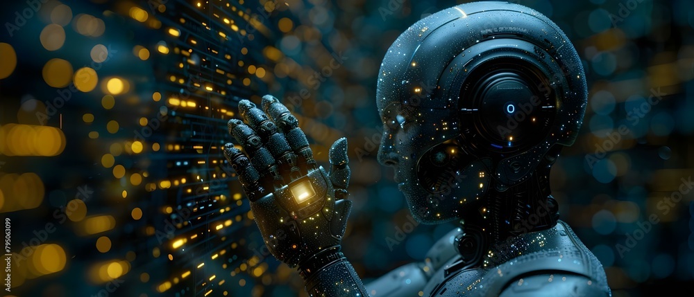 Poster leveraging ai for business investing risk management and data analysis strategies. concept ai for in
