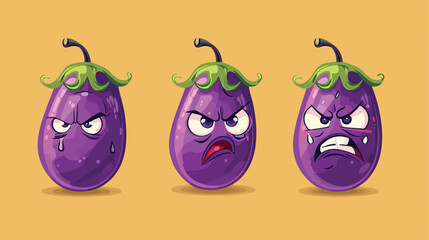 Vector Emoji eggplant with a with a surprised face.