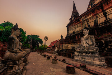 background of important religious tourist attractions in Ayutthaya Province of Thailand,Wat Yai...