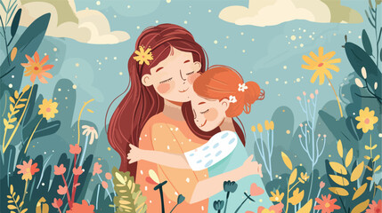 Obraz na płótnie Canvas Vector greeting card for Happy Mothers day 