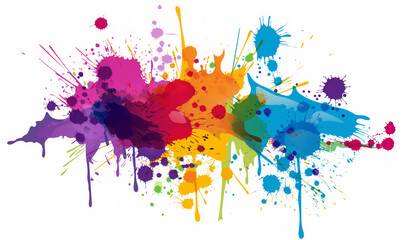 Fototapeta premium Colorful vector illustration of paint splatter on a white background, a colorful inkblot design in the style of clip art