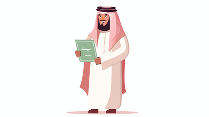 Vector Smiling Saudi businessman with a beard holding