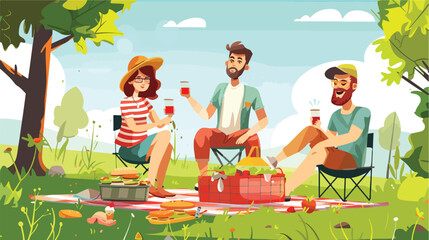 Vertical advertising poster on a picnic theme. illustration