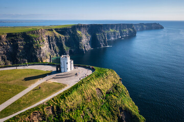 Aerial landscape with the Cliffs of Moher in County Clare, Ireland. - obrazy, fototapety, plakaty