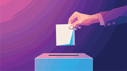 Vote ballot box. A hand putting a vote into the box. - obrazy, fototapety, plakaty