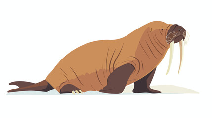 Walrus flat vector illustration. Nautical polar