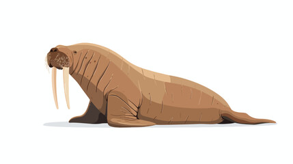 Walrus flat vector illustration. Nautical polar