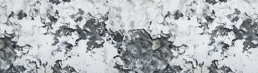 Weathered wall with peeling white and grey paint