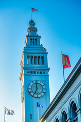 San Francisco, CA - August 6, 2017: City streets and buildings on a sunny day at Embarcadero