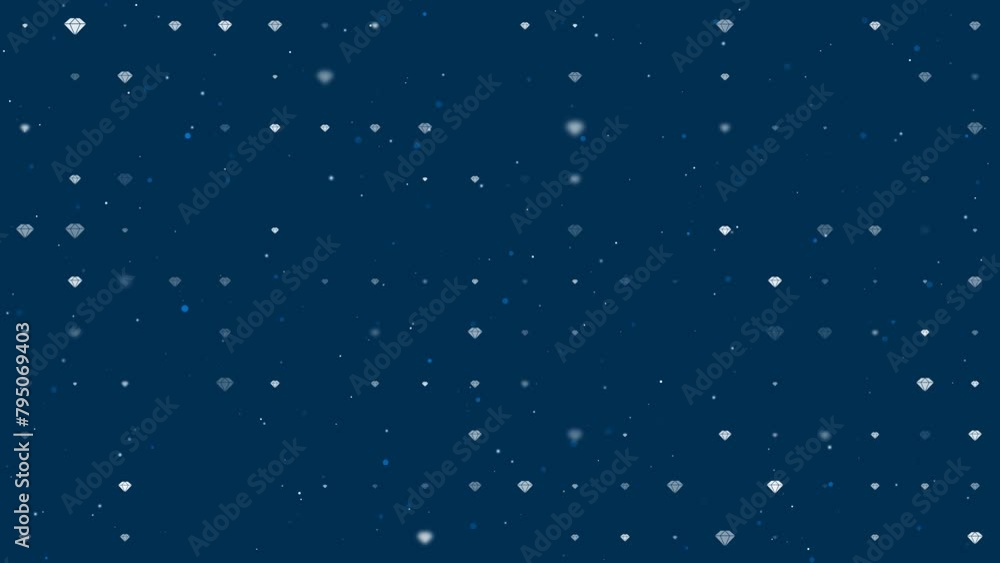 Poster template animation of evenly spaced diamond symbols of different sizes and opacity. animation of tra