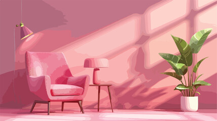 Viva magenta armchair and tables with lamp and housep