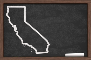  Map of the state of California on a chalkboard