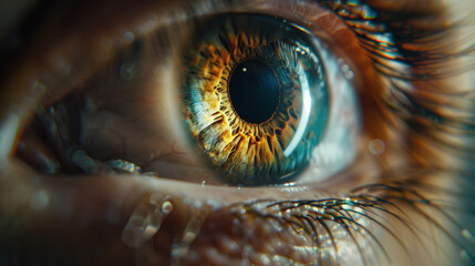 Enigmatic Amber Eye Close-Up., eyes are the mirror of soul, eye close-up shot, abstract
