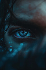 Blue Human Eye Full Frame, eyes are the mirror of soul, eye close-up shot, abstract
