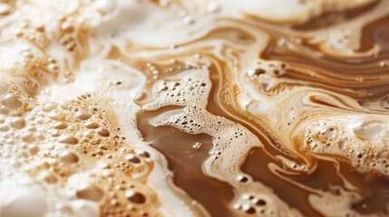 Close-Up of Swirling Coffee Foam Texture in Soft Brown Tones
