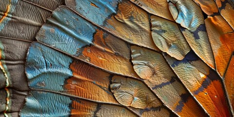 Vibrant Macro Texture of Tropical Bird Feathers with Vivid Colors