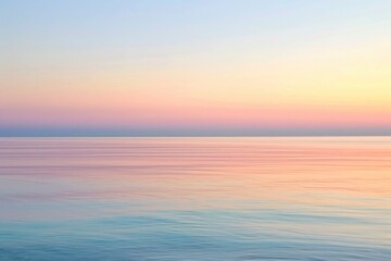 Serene Pastel Sunset at the Ocean Horizon - Tranquil Seascape