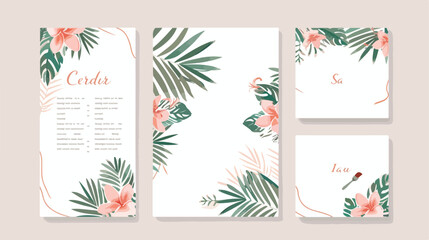 Wedding cards floral design. Rsvp menu table number t