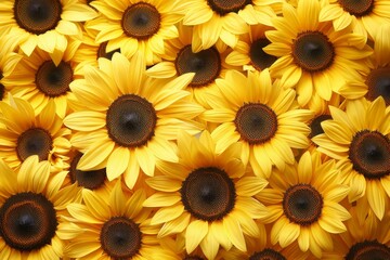 Close up view capturing the detailed vibrancy of colorful sunflowers in full bloom